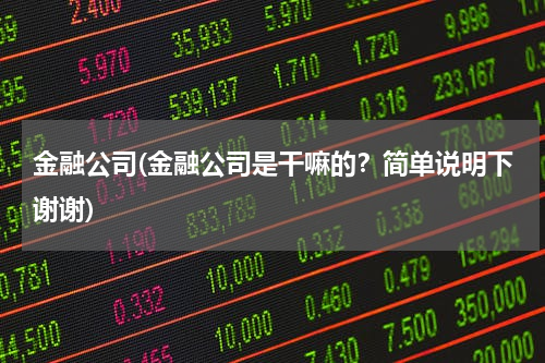 金融公司(金融公司是干嘛的？简单说明下谢谢)